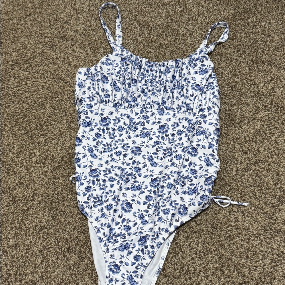 SHEIN Blue Floral One Piece Swimsuit
